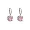 Moda Feminina de Verão Zircônia Rosa Pêssego Coração Pingente Pendente Brincos Menina Doce Estética Cool Acessórios Y2K Joias Presentes