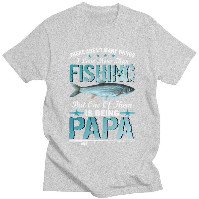 Custom Male Fishing Papa T Shirt Short Sleeves Cotton Tshirt Tshirt Casual Dad Fathers Gift Tees Slim Fit Clothing