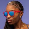 Used Goodr Flamingos On a Booze Cruise Polarized Sunglasses for Men and Women Pink Translucent Frame with Teal Reflective Lenses UV400 Protection