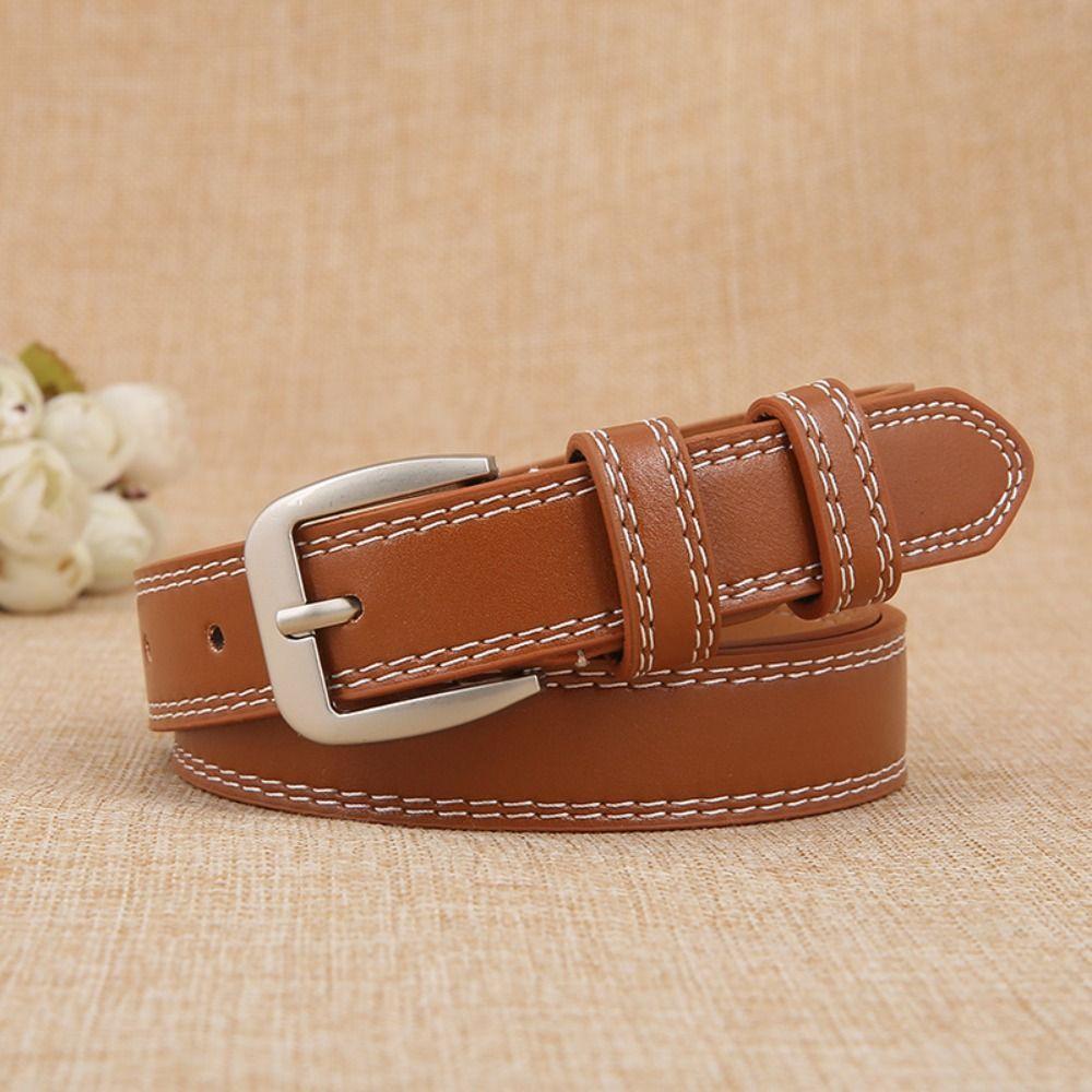 Korean Style Women's Belt Square Buckle Pin Buckle Belt Retro Leather Belt  Daily