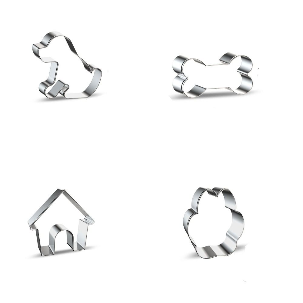 

8 pcs Stainless Steel Dog Series Shape Biscuit Mold Silvery Baked Dog Bone Biscuit Mold Kitchen