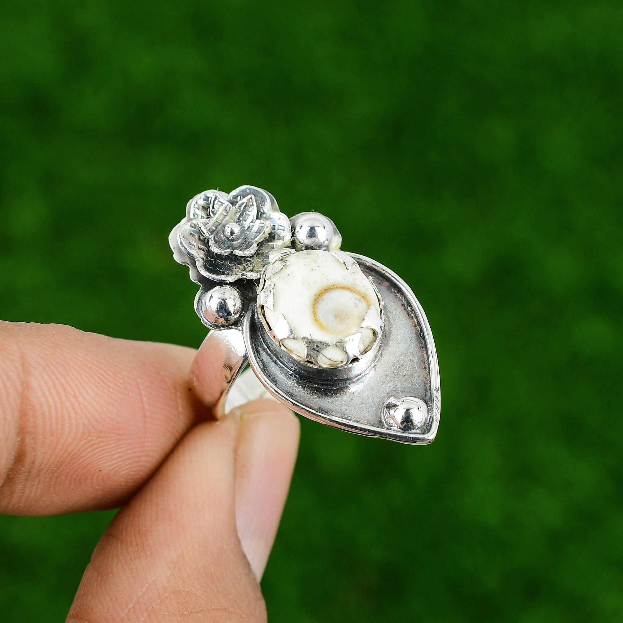 

Натуральная раковина Шива Ай, кольцо с регулируемым размером, серебро 925 пробы для женщин Adjustable