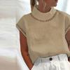Breathable Cotton Linen Blouse for Women Casual Hollow Top Stand Collar Lace Patchwork Solid Color Shirt