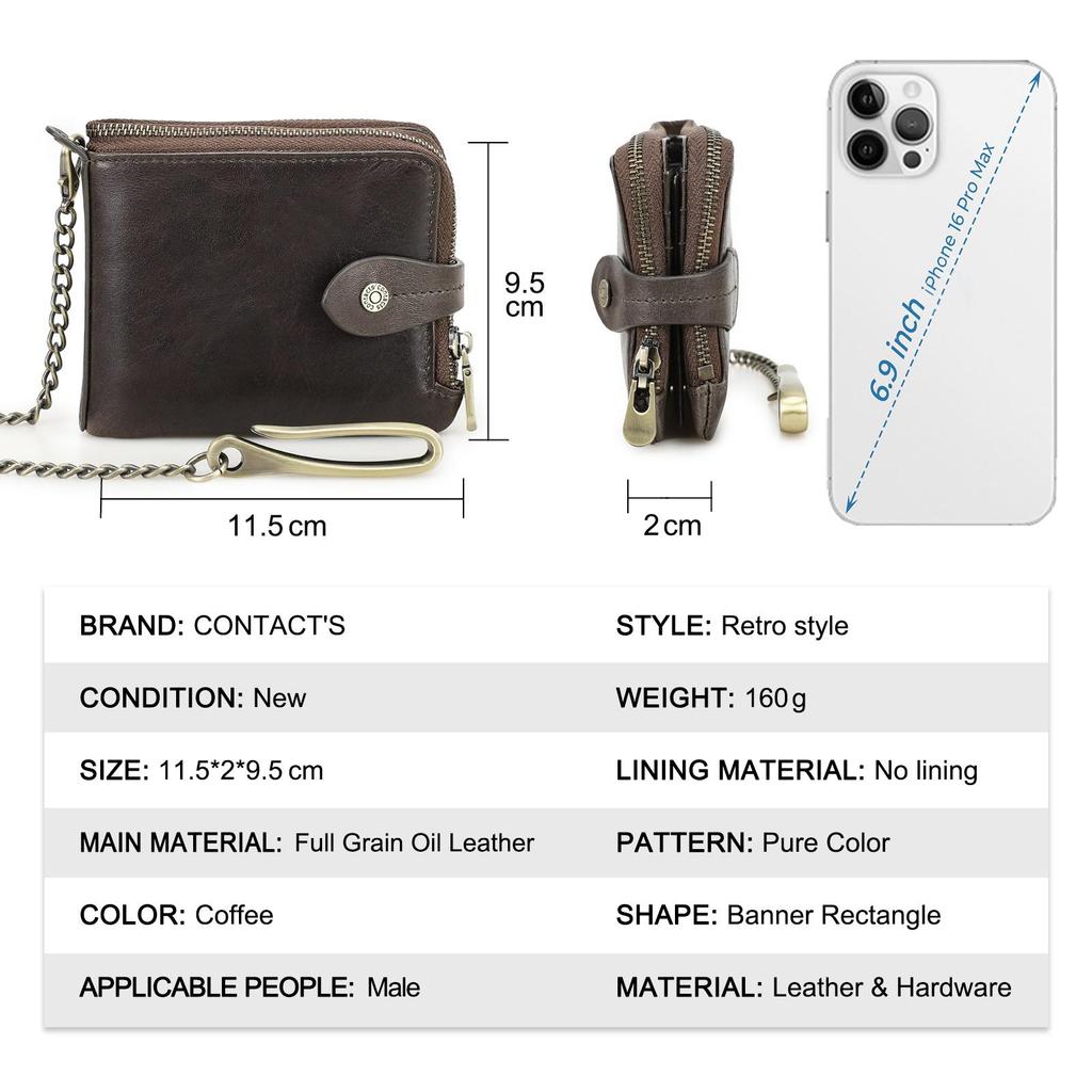 CONTACT'S Genuine Leather Fashion Small Trifold Wallet for Men  RFID Card Holder Travel Credit Card Purse Wallets for Men Birthday Gifts 2025