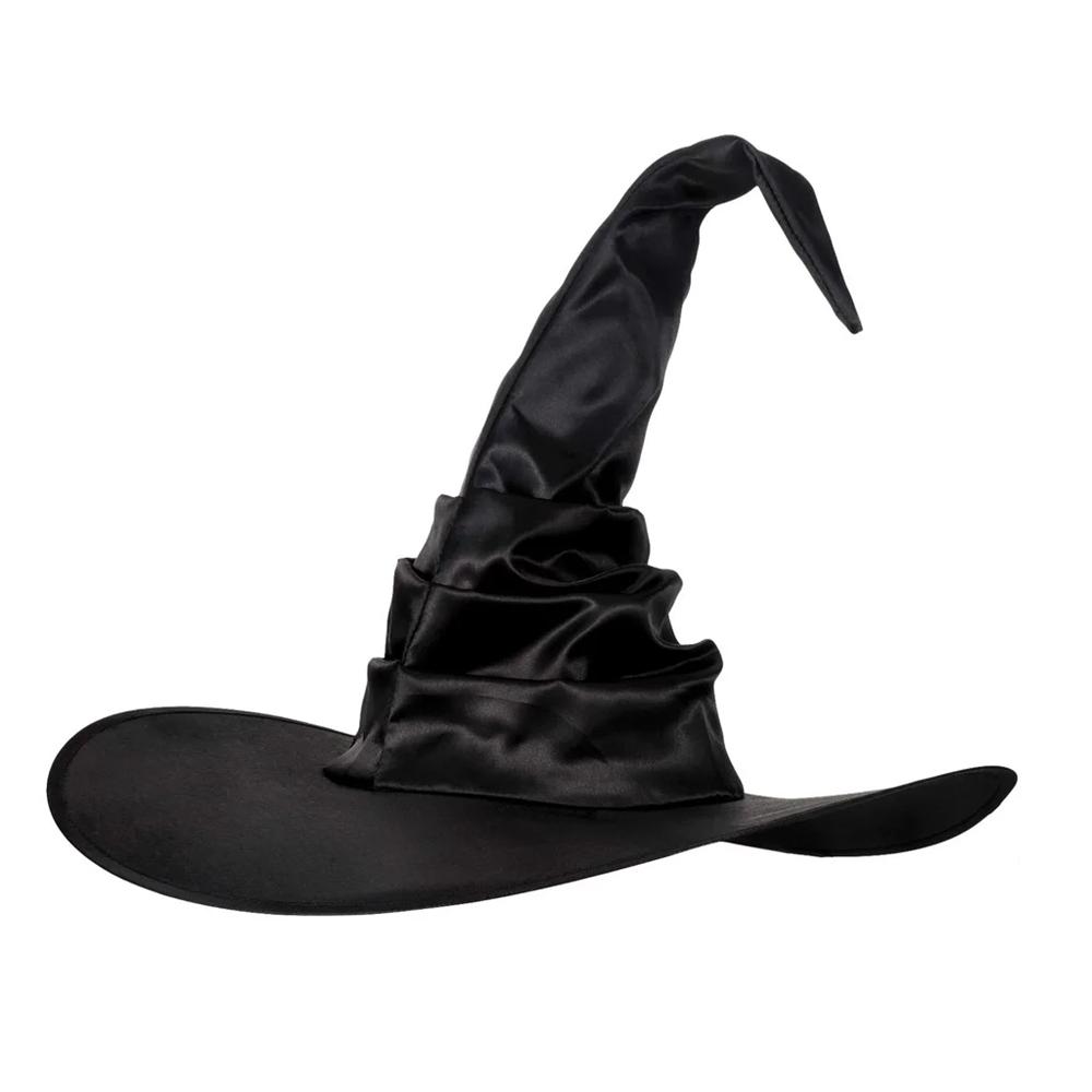 Halloween Folds Witch Wizard Black Hat Party Cosplay Costume Headgear Devil Cap Props Women Costume Accessory for Cosplay Party