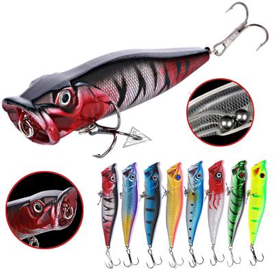 8 τμχ Fishing Lures Popper Bait with Two Hooks Bass Fishing tool