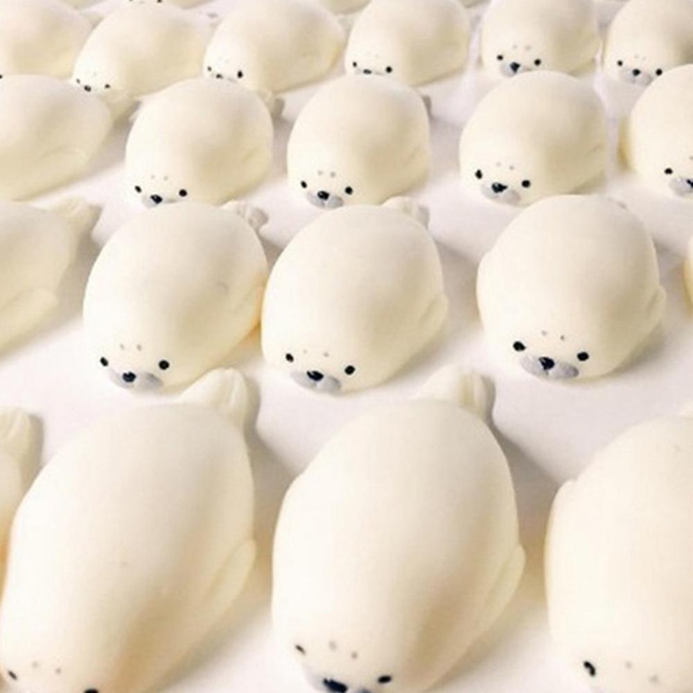 Cute Soft White Seal Stress Relieve Squishy-Squeeze Healing Toy Adult Kids Stress Relief Venting Joking Decompression Funny Toys