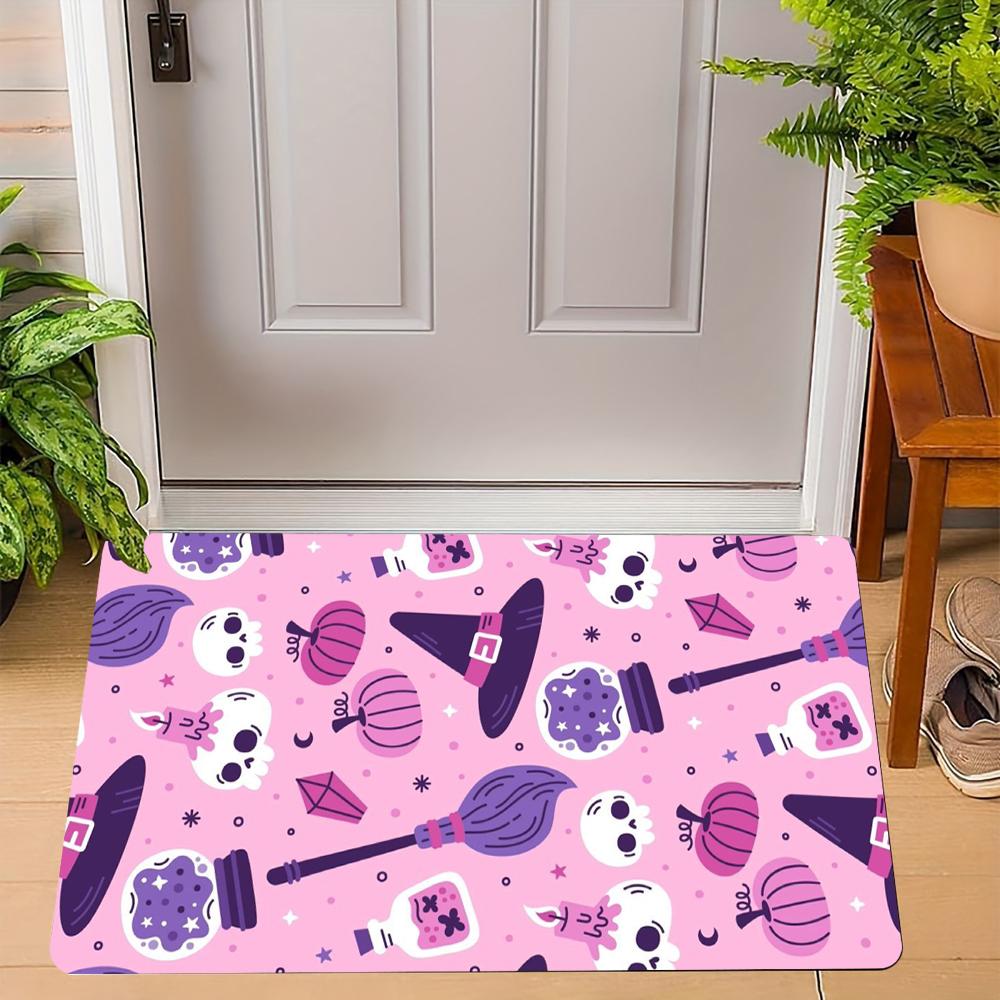 Halloween Candy Corn Door Mat Witch Hat Ghost Carpet Non-Slip Entrance Rug Home Decoration Bat Pumpkin Floor Mat Welcome Mat