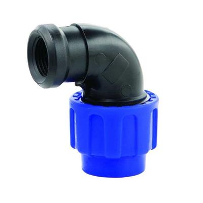 PE-Winkel 90°, 25 x 1/2", Polyethylen-Klemmverschraubung