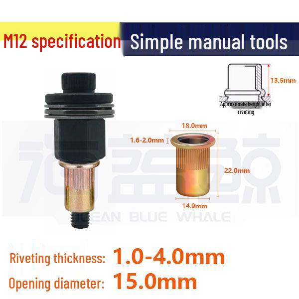 Pop Rivet Nut Tool for License Plates & Sheet Metal – Manual Flat Head Pull Nut