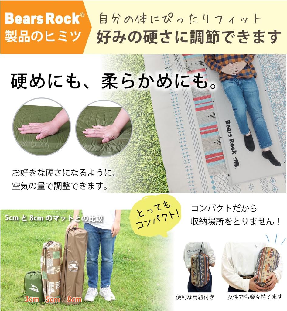 Kempovací karimatka Bears Rock, tloušťka 3 cm, Fit Keeper x Heather, samonafukovací (Černá šedá) MT-103F