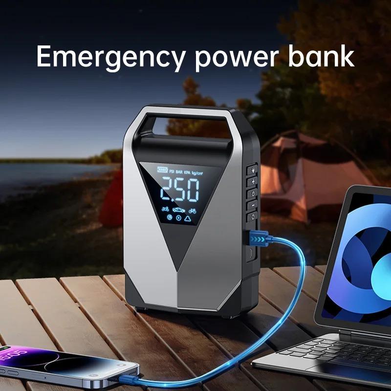 12000mAh High Capacity Multi-Function Car Jump Starter & Air Compressor, Emergency Battery Booster for Gas&Diesel Cars