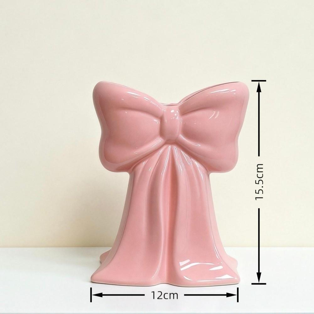 Handcrafted Ceramic Bow Vase Pink Coquette Ceramic Plant Pot Elegant Flower Vase  Holiday Decor