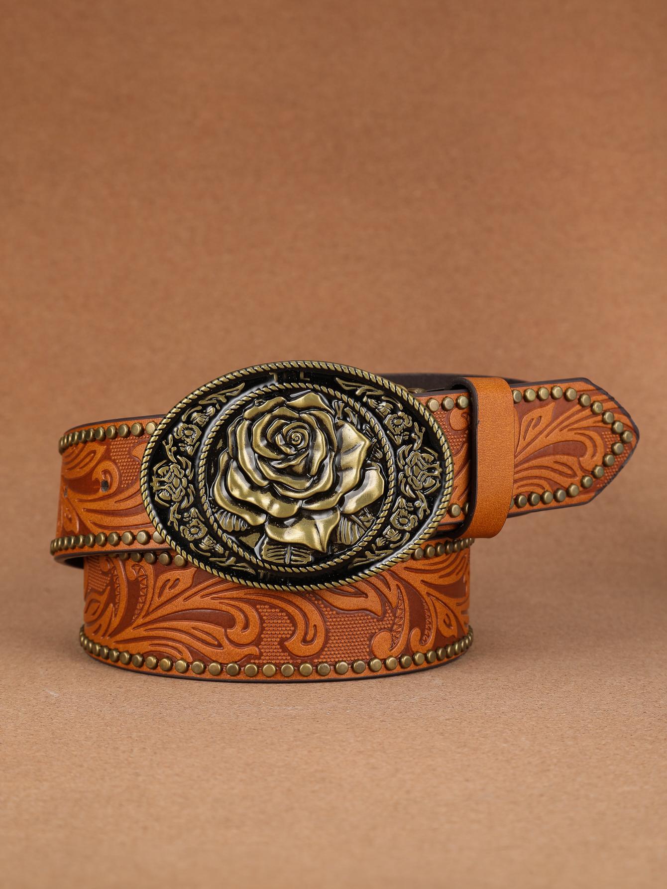 

Western Vintage PU Belt - жіночий вінтажний ремінь з декоративним гравіюванням 110cm