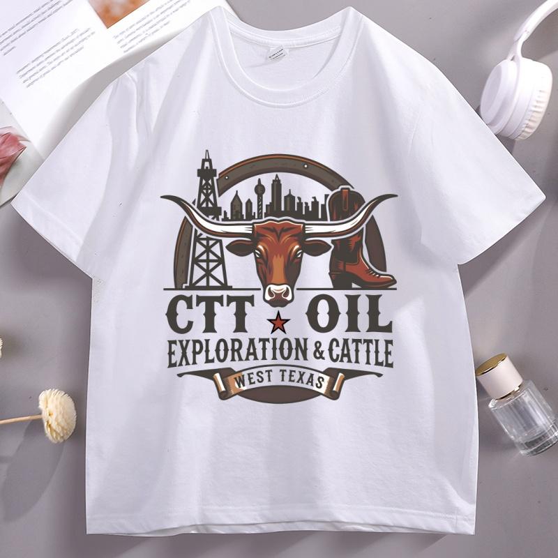 

Vintage Exploration Cattle T Shirt Casaul Cotton Short Sleeve Round Neck Tshirt Unisex Women Streetwear Soft Breathable Clothes 4XL