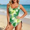Swimsuit for Women Floral Print Scoop Neck Adjustable Side Tie Bathing Suit Soft Stretch Fabric Comfortable Fit