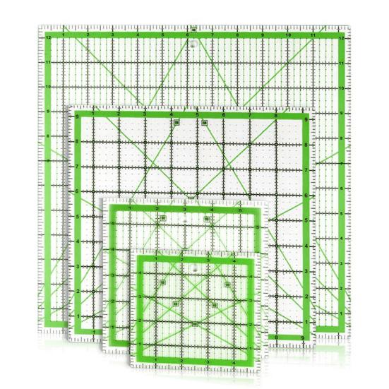 Yousheng 4Pcs Acrylic Quilting Ruler 4.5/6/9.5/12.5-Inch Square Fabric Cutting Patchwork Ruler with Clear Mark DIY Sewing Craft Projects Template