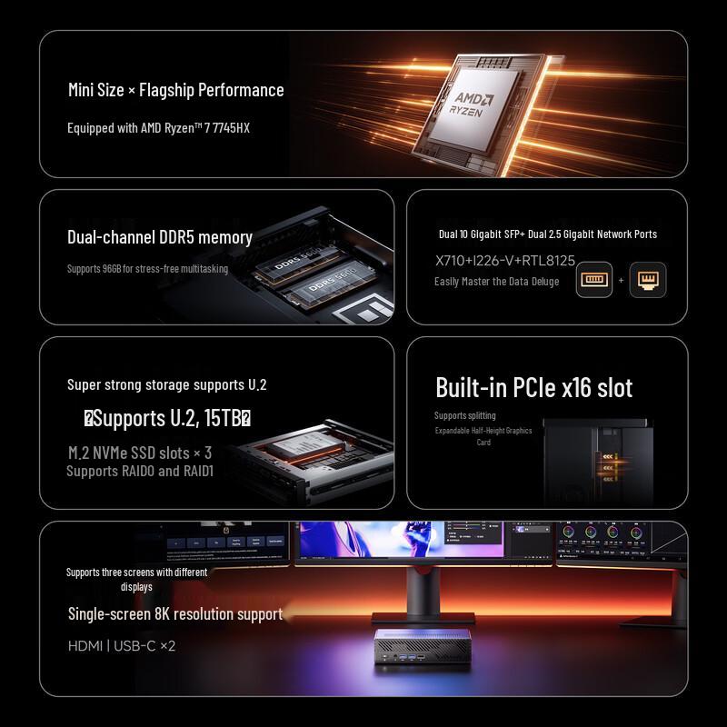 Мини-ПК-рабочая станция Minisforum MS-A2 R7-7745HX (Китайская версия) 32GB+1TB