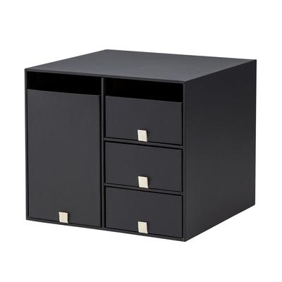 Schreibtisch-Organizer, Kleine Aufbewahrungsbox, Aufbewahrungskoffer mit Schubladen, Kosmetikaufbewahrung, Wohnzimmer-Post, Schwarz, Klein, LP-304YS 85-130