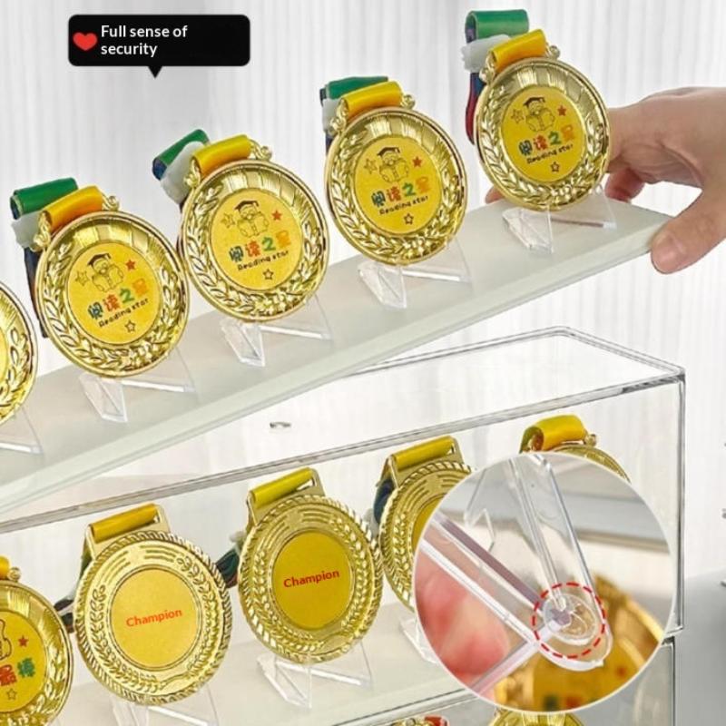 1 Set Porta Medaglie d'Oro Rettangolare in Plastica Scatola Porta Medaglie Maratona da Tavolo Impilabile Organizer per Monete Souvenir