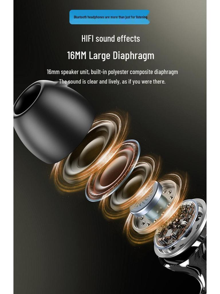 2026 Bluetooth Single Ear Wireless Earphone with Long Battery Life, Comfortable Over-Ear, Bone Conduction for Driving