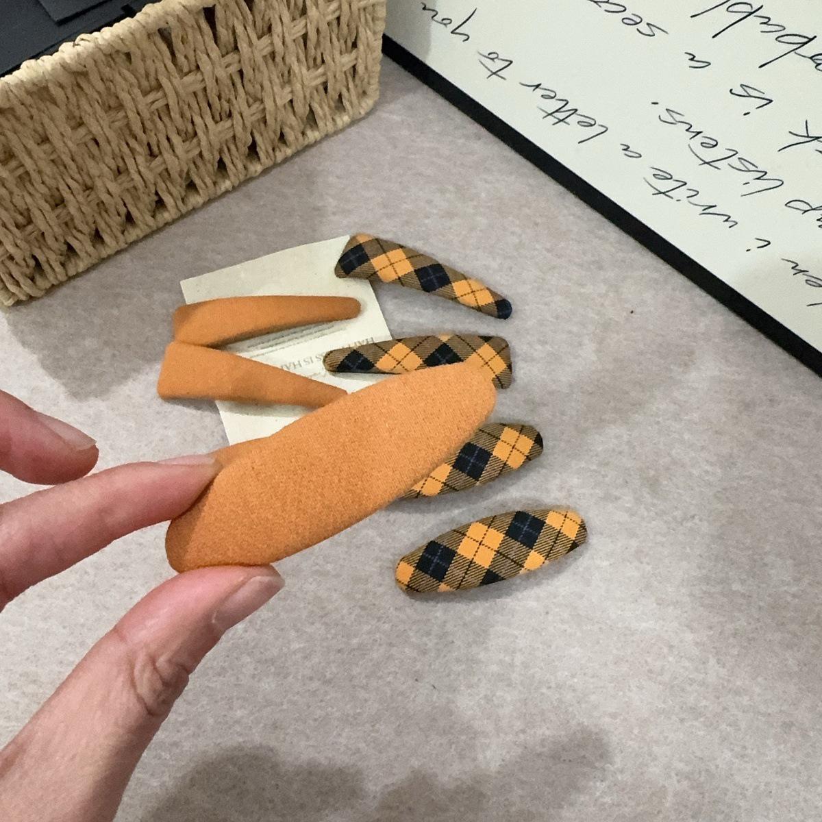 Korean Orange Plaid BB Hair Clip - Cute & Versatile Accessory