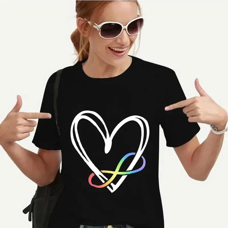 

Autism Women Clothing Infinity Symbol Autism Awareness Mom T-shirts Neurodiversity Tee Shirt Autistic cotton Tee Tops cotton S