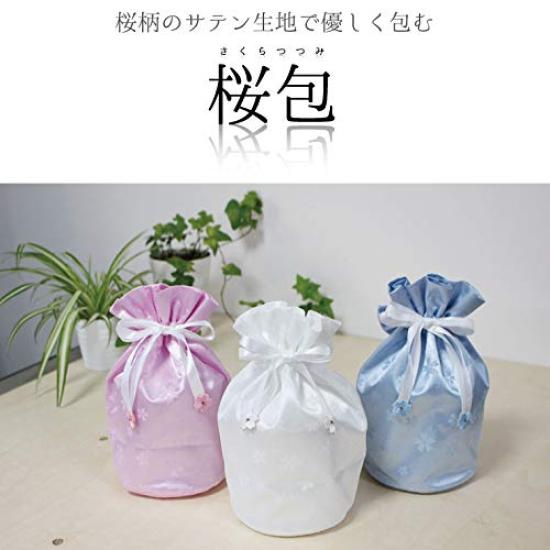 Sakura Tsutsumi Drawstring Urn Cover, 6-inch, for Bone Bags, Urns, and Urns, Suitable for Keeping Cremation, Pet Memorials, and Pet Loss (White)