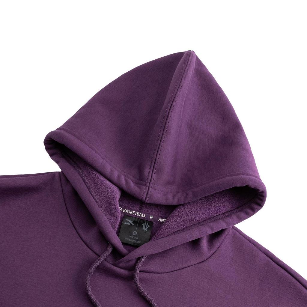 Anta Unisex Trend Embroidered Hooded Knit Sweatshirt Purple 172541703N-4