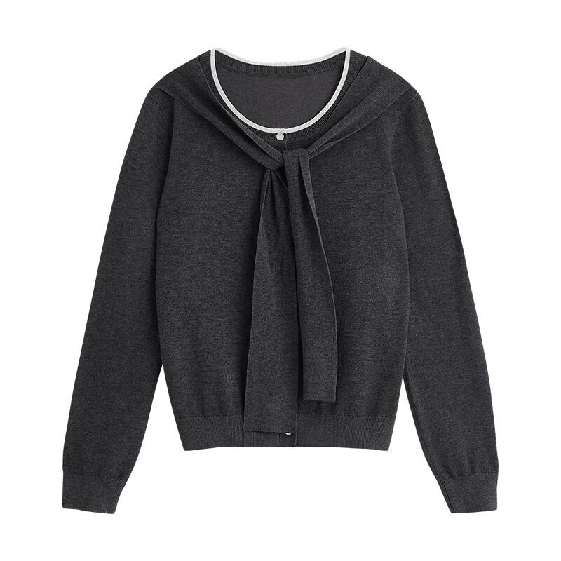 Chuyu Haut Tricoté Châle Faux Deux Pièces Color-Block pour Femme