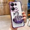 KEYSION Shockproof Plating Phone Case for Redmi Note 13 Pro 4G 13 5G Glitter Jewelled Swan Kickstand Cover for POCO X6 Pro M6 Pro