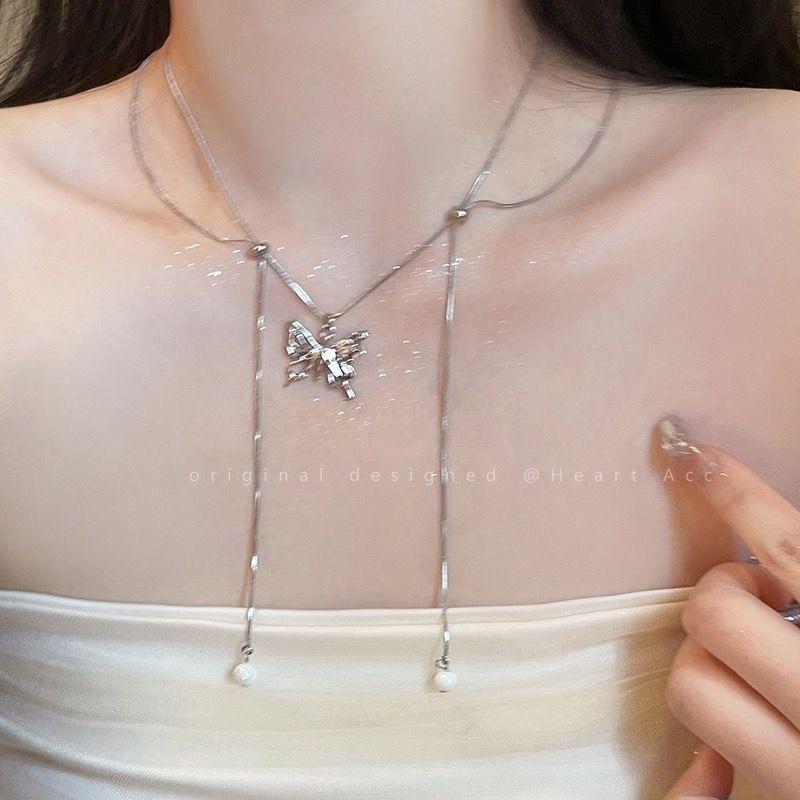 Tassel Butterfly Necklace Women's Senior Design Sense Cold Wind Collarbone Chain Temperament Neck Chain