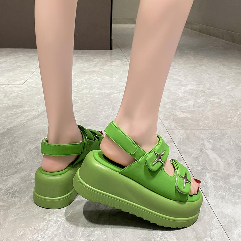 Mode Frauen Freizeit Chunky Plateau Sandalen Peep Toe High Heels Neue Gladiator Hausschuhe Frau Mode Trendy Sommer Strand Sandalen 7,5 CM