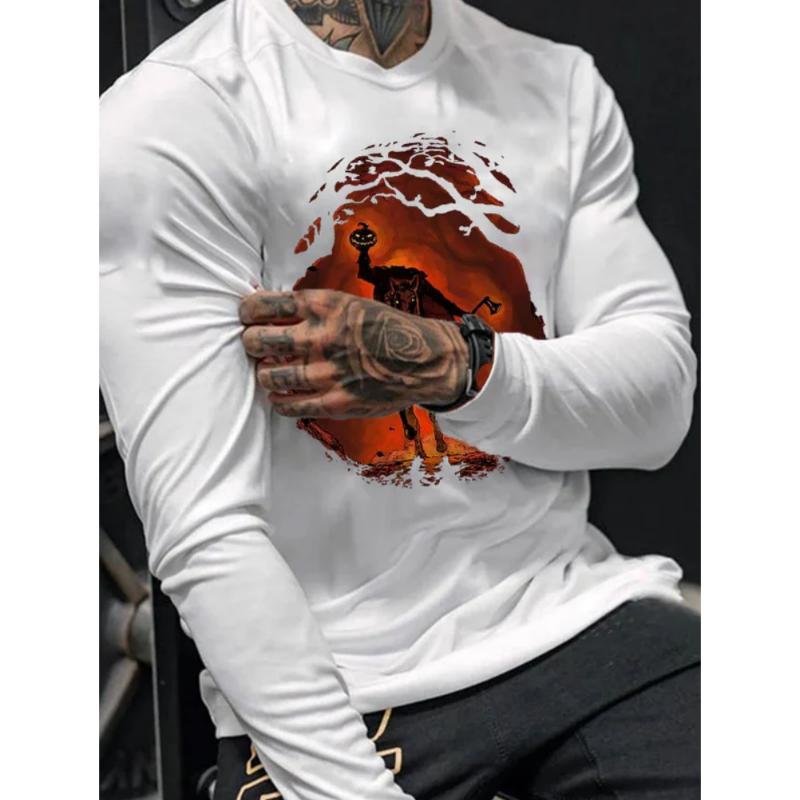 

Halloween Long-Sleeved T-Shirt Fashion Easter Tops Men s Loose Casual Streetwear New T Shirt Men Harajuku Oversized Blouse