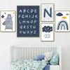 Cartoon Anzahl Alphabet Regenbogen Wolke Bär Wand Kunst Leinwand Malerei Nordic Poster Und Drucke Wand Bilder Für Kinder Zimmer Dekor