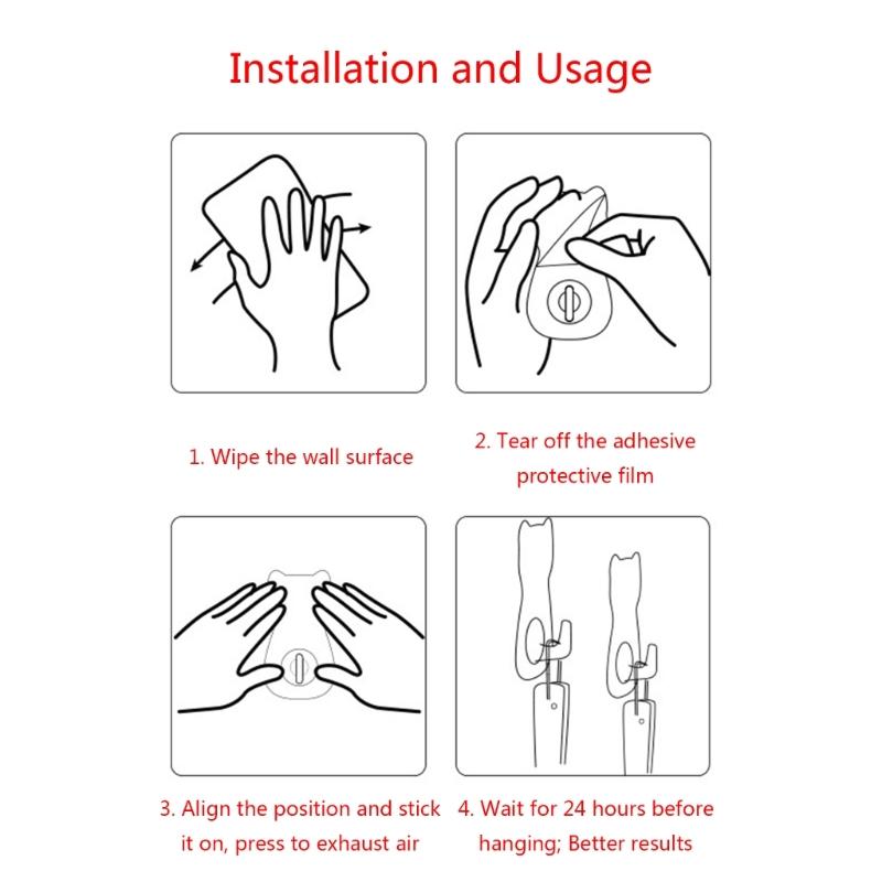 4pcs Waterproof Adhesive Hook for Bathroom Kitchen Cute Cats Door Hanger Holder Clothes Towel Racks Wall Decoration