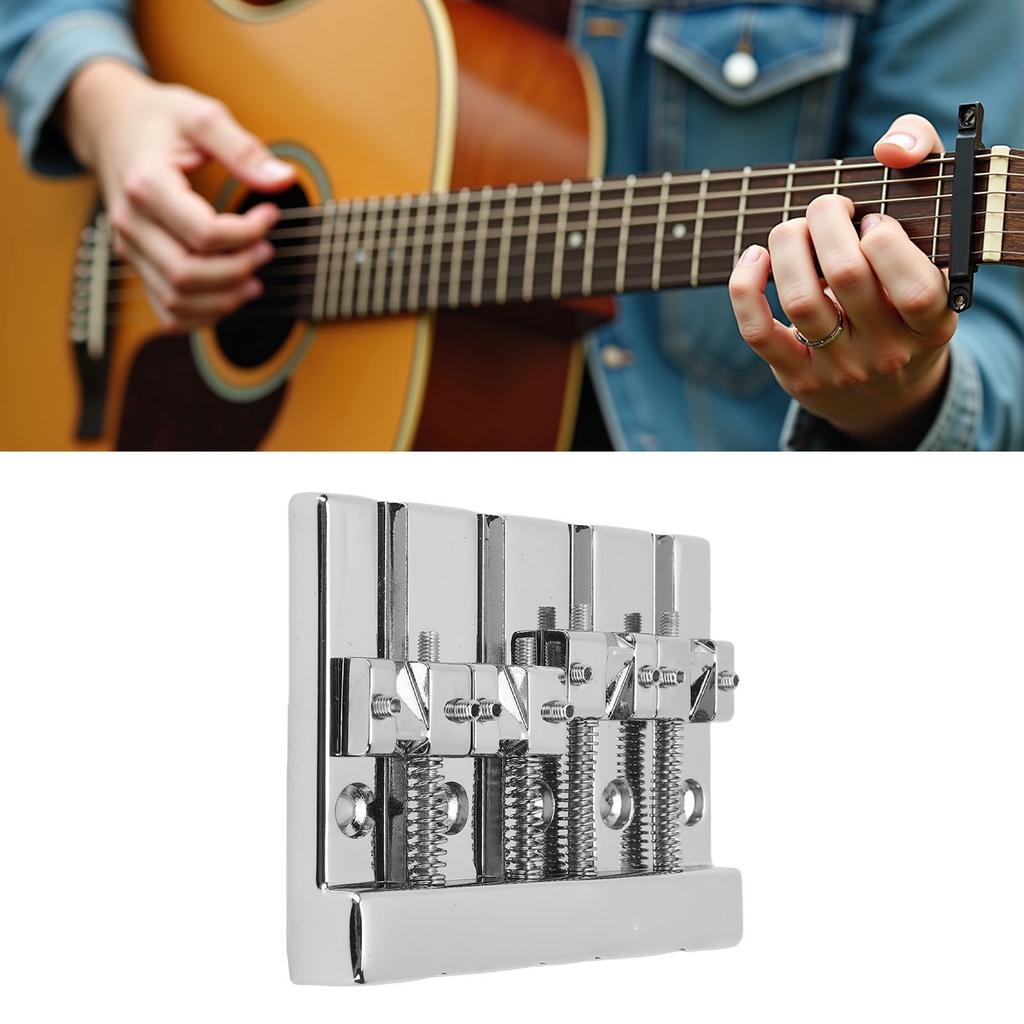 4 String Bass Bridge Fit for HiMass Zinc Alloy Rich 0.75 Inch String Spacing Bass Bridge Replacement