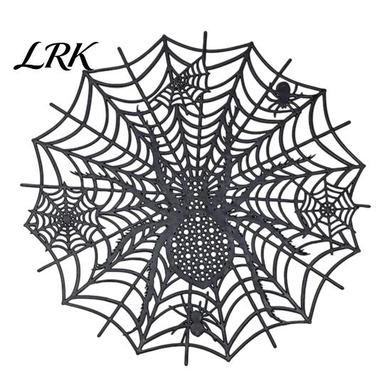 Easy to Clean Table Mats for Dining Halloween Spider Web Placemat Table, Heat Resistant PVC Mats, Protectors Waterproof Non-Slip Hollow Decorative