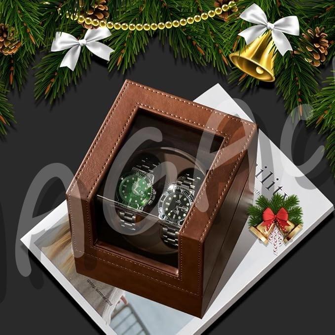 Used Winding Machine Brown 2 Winder Watch Winder Automatic Watch Winder Quiet Interior Luxury Gift Stylish