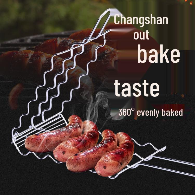 Stainless Steel BBQ Sausage Grill Net and Outdoor Barbecue Rack Clips