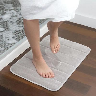 Grey Solid Polyester Viscoelastic Bath Mat[u14358]