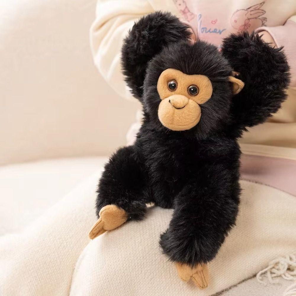Soft Fluffy Chimpanzee Plush Toy Realistic Design Gorilla Stuffed Animal  Home Decor