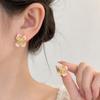 Pink Enamel Flower Stud Earrings Sterling Silver Needle Unique 1011 New Popular Earrings Women's High-end Sense Light Luxury Temperament Earrings
