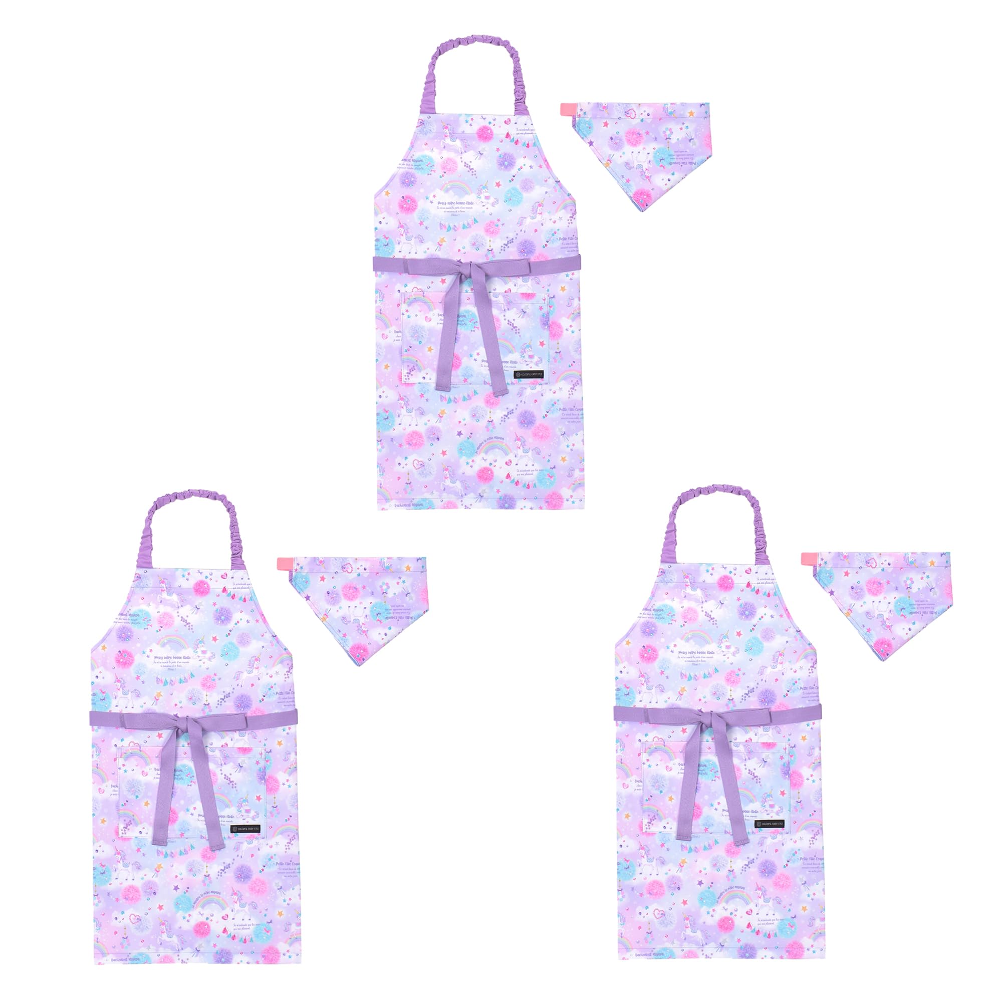 

ЯРКИЙ КОНФЕТНЫЙ СТИЛЬ Фартук Единорог Фэнтези набор Девочки Милый Детский Детский Фартук Треугольный Шарф Набор Эластичный Детский Фартук Малыш Начальная Школа Милый