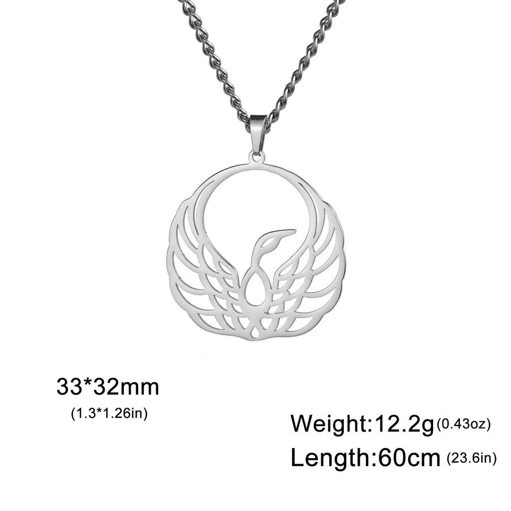 LIKGREAT Hollow Phoenix Pendant Necklace Stainless Steel Charm Geometric Animal Bird Chain Choker Jewelry Fashion Creative Gifts