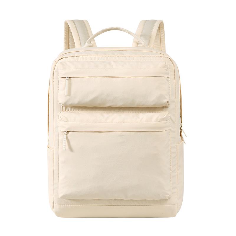 Однотонный Унисекс Рюкзак Большой Вместимости Плиссированный Campus Рюкзак Студенческая Школьная Сумка бежевый
