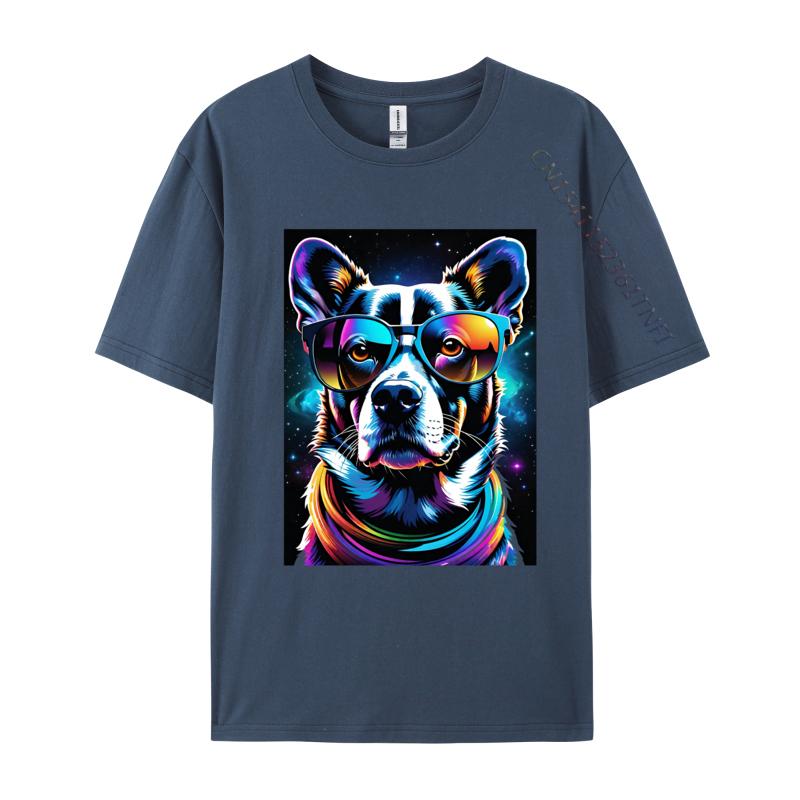 Dog Illustration Tshirt Men T Shirts Colorful Print Tees Big And Tall T Shirts All Cotton Tops Tees Tee Shirts