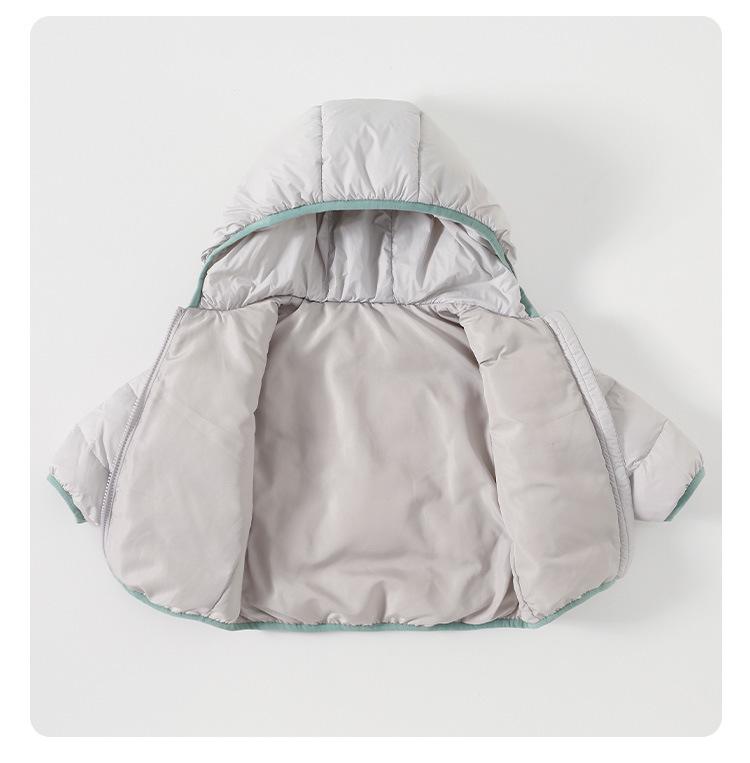 Baby Cartoon Hooded Down Jacket - Warm Autumn/Winter Long-Sleeved Zipper Shirt for Boys' Outdoor Wear