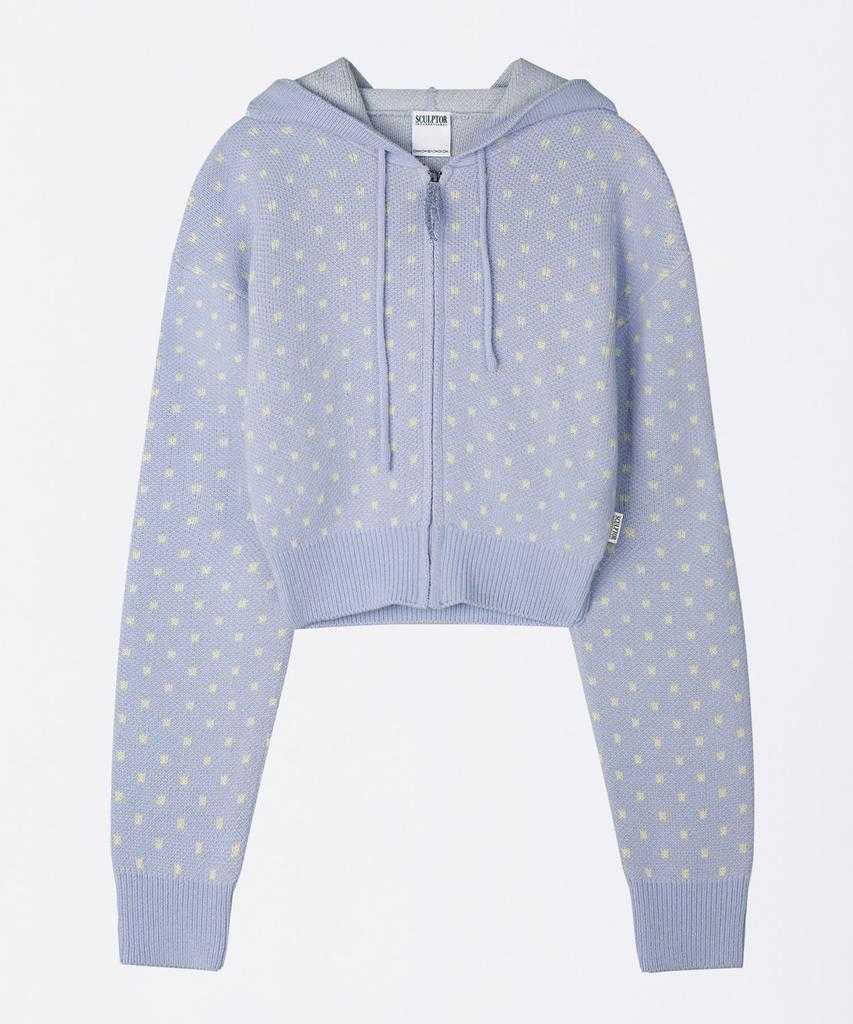 SCULPTOR Snowflake Knit Zip-Up Misty Blue