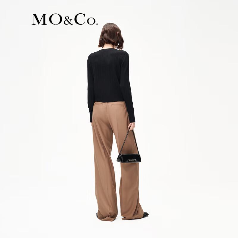 MO&Co. Women's High-Waist Wool Blend Paneled Trousers